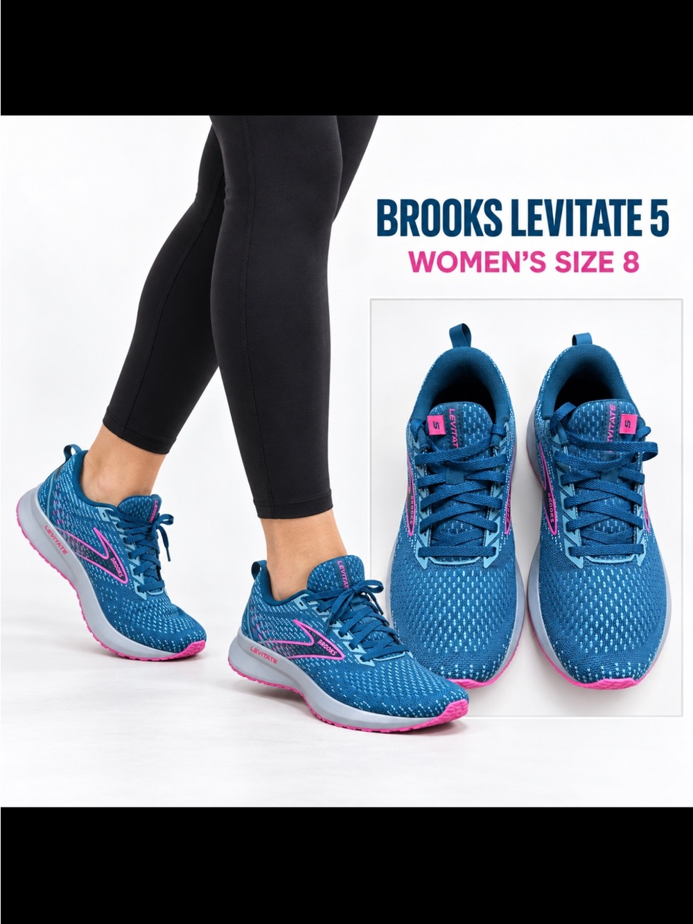 Brooks Levitate 5 Women's Running Shoes - Blue with Pink Accents